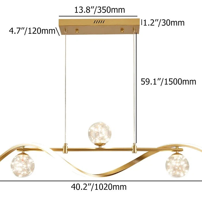 Golden Kitchen Island Pendant Light