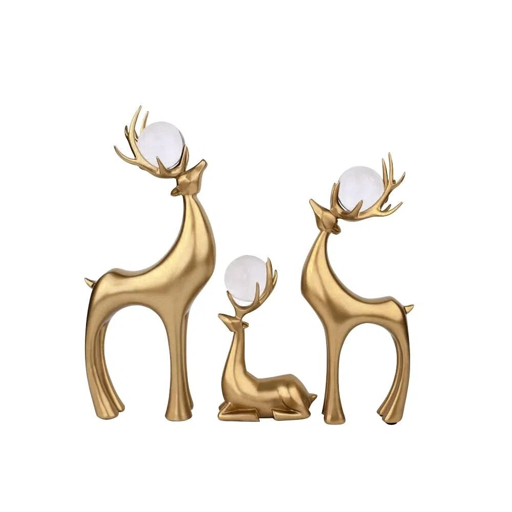 Golden Resin Deer Lantern