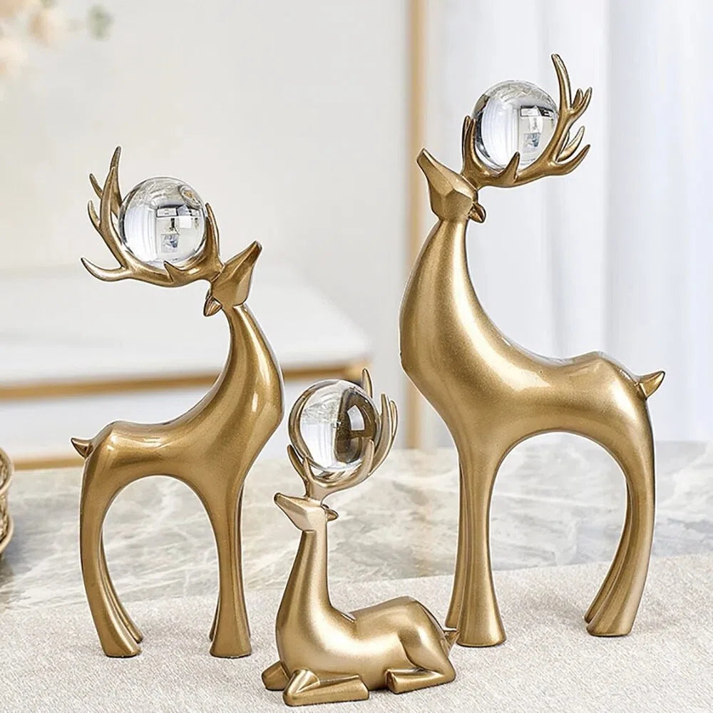 Golden Resin Deer Lantern