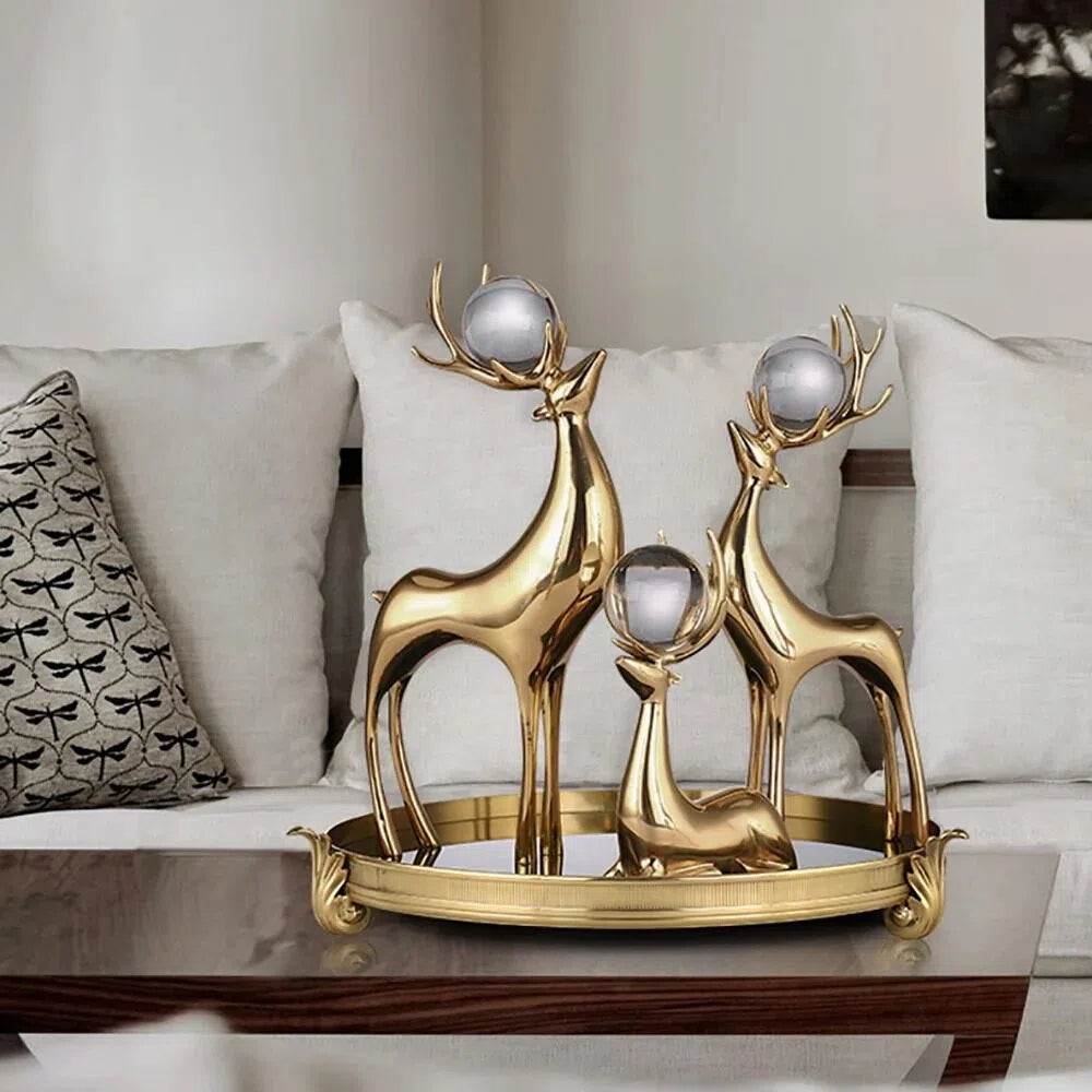 Golden Resin Deer Lantern