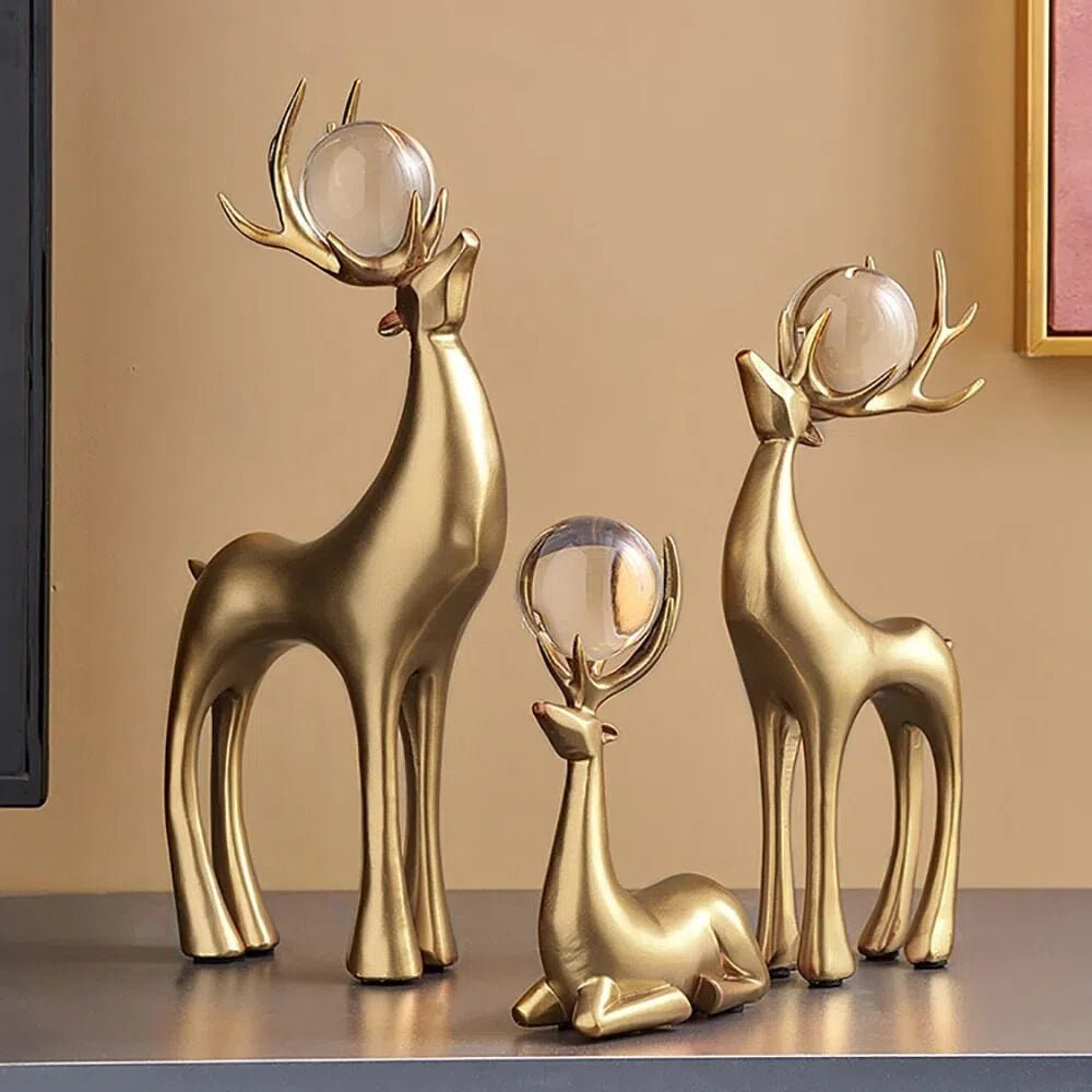 Golden Resin Deer Lantern
