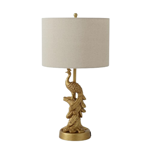 Golden Resin Peacock Table Lamp