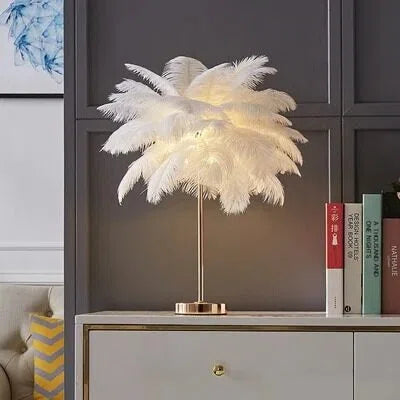 Snow White Feather Table Lamp